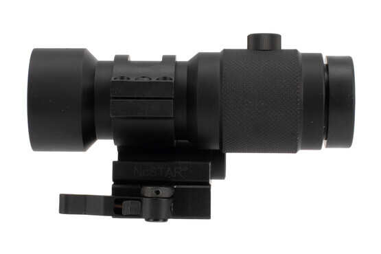 3x Magnifier scope with Flip to Side QR Mount from NcSTAR has a quick focus ring to keep the image in focus